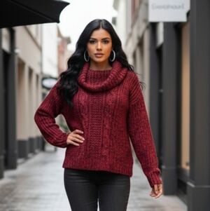 Christopher & Banks Red Cowl Neck Sweater Size XL